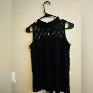 LUNA RAE black high neck lace overlay sleeveless blouse size S in EUC